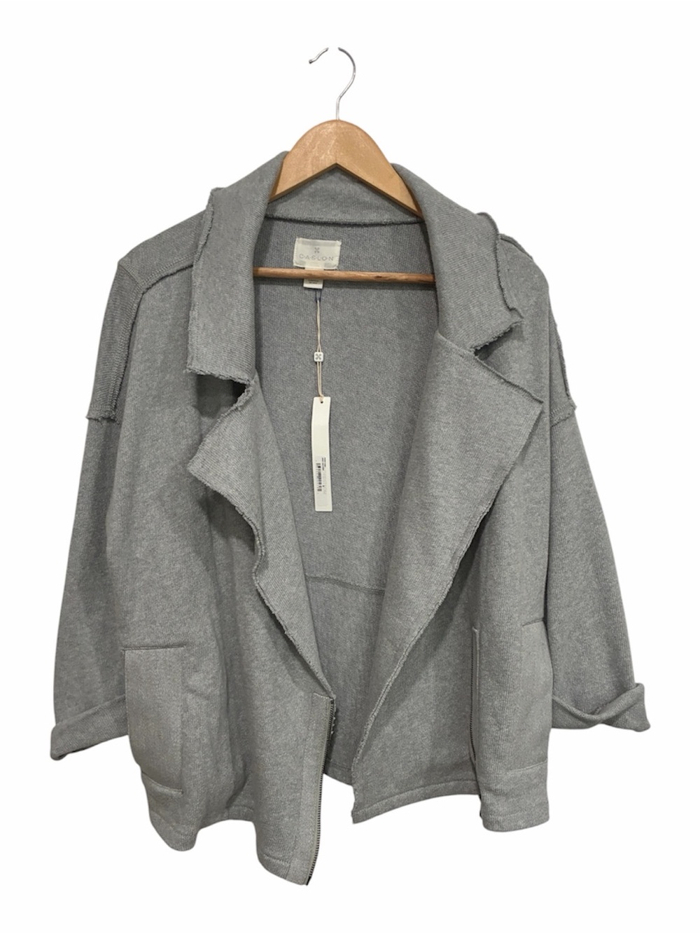 Caslon Gray Open-Front Knit Cardigan
